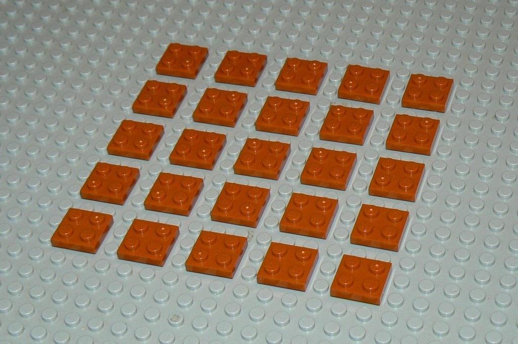 L106 Plaatjes 2x2 donker oranje 25 st., Ophalen of Verzenden, Nieuw, Losse stenen, Lego