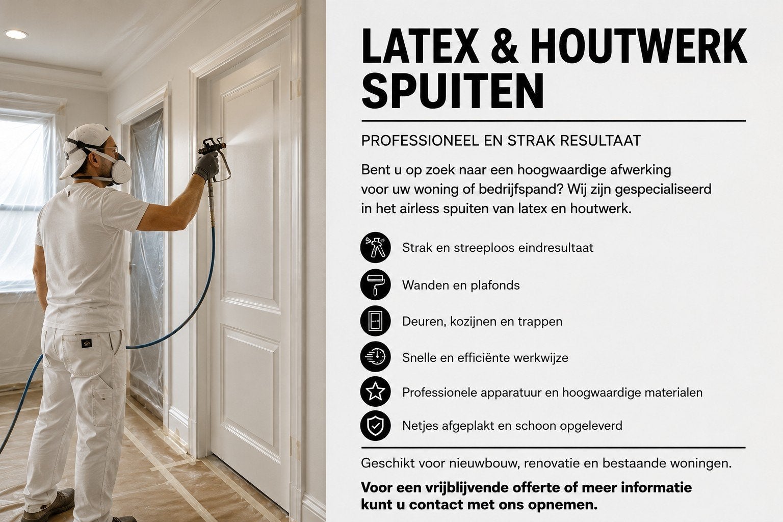 Latex & Houtwerk Spuiten – Professioneel en Strak Resultaat, Ophalen of Verzenden, Nieuw