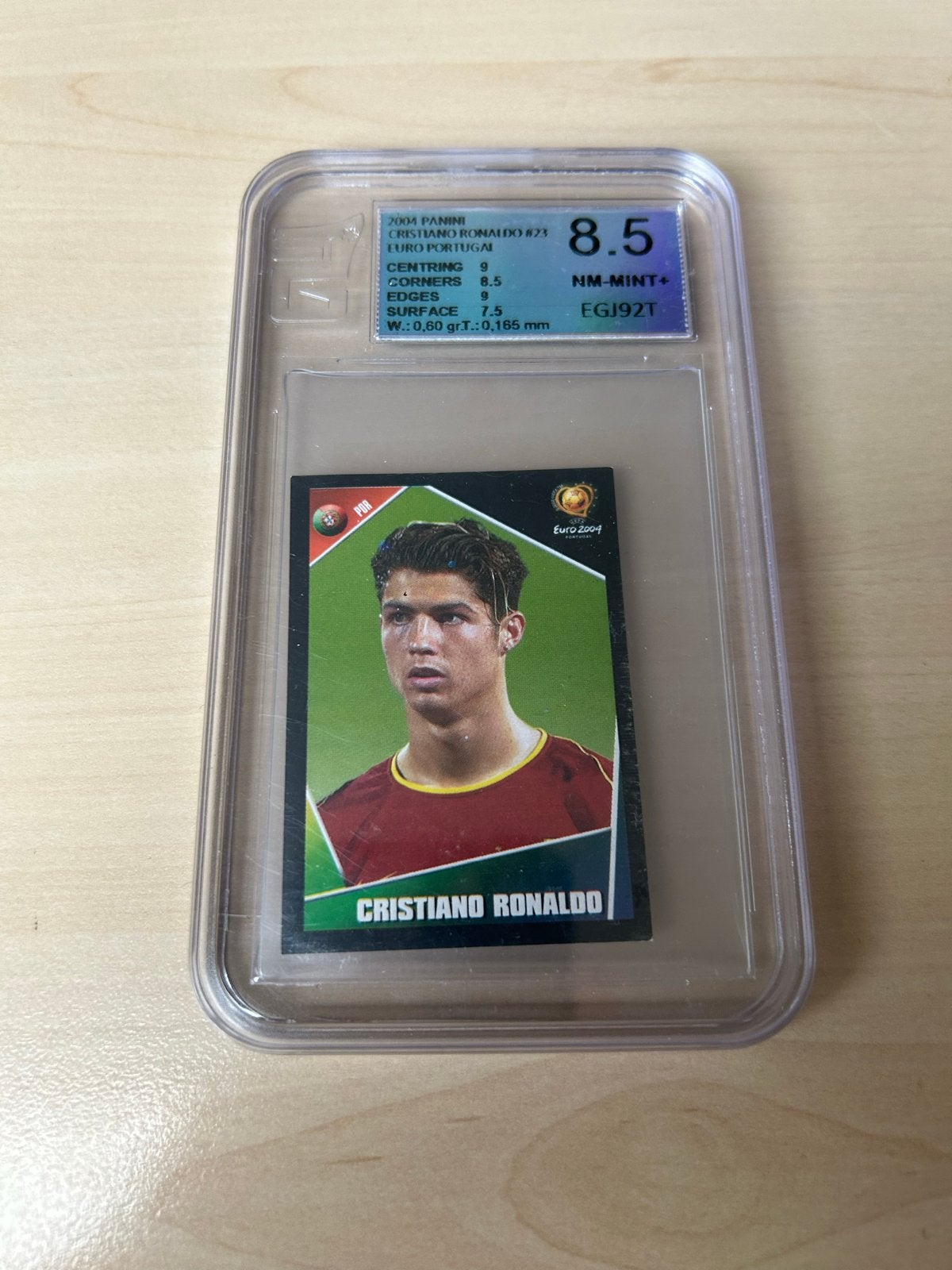 Panini Ronaldo Rookie sticker ek 2004 - Graded 8.5 NM-MINT+, Ophalen of Verzenden, Zo goed als nieuw, Sticker