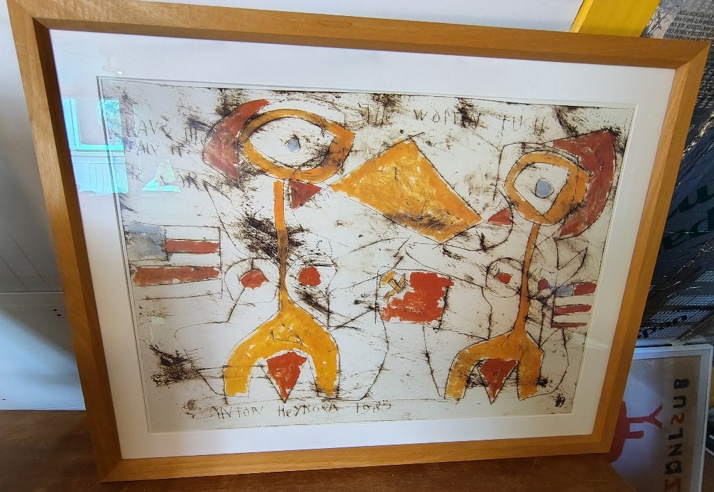 Anton Heyboer poster ingelijst, Ophalen, Abstract, Ingelijst, Papier/karton