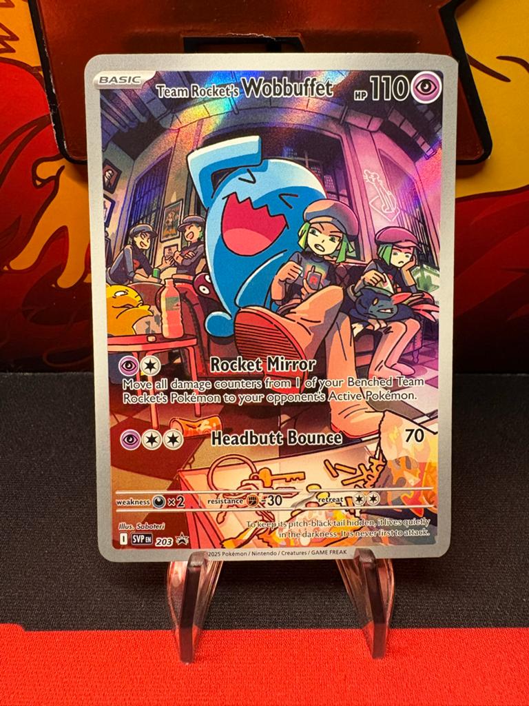 Team Rocket's Wobbuffet SVP EN 203 Pokémon Kaart, Ophalen of Verzenden, Zo goed als nieuw, Losse kaart, Foil
