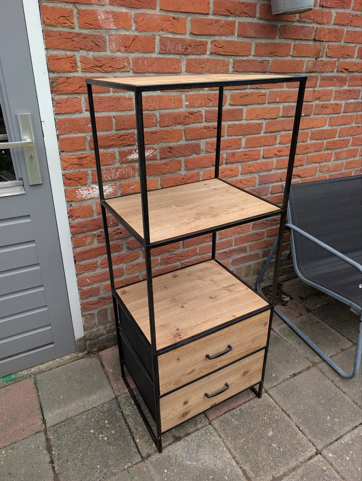 Industriële Kast met Lades en Planken - Hout & Metaal, Minder dan 50 cm, Gebruikt, 100 tot 150 cm, Met lade(s)