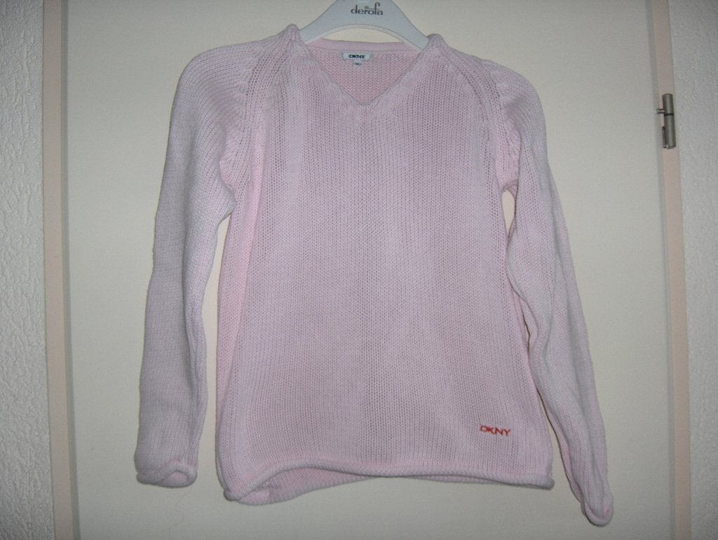 Roze katoenen college v hals trui DKNY mt 164 XS prima staat, Gebruikt, Meisje, Trui of Vest, Ophalen of Verzenden