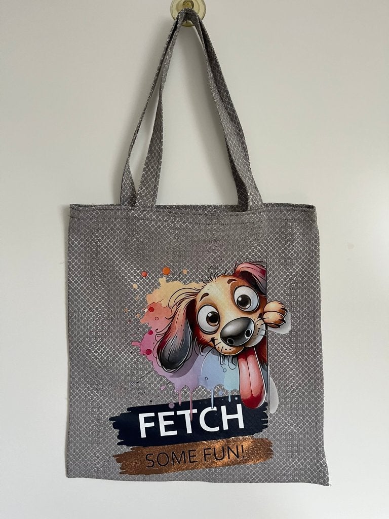 Handgemaakte tote bag shopper shopper / hond print, Ophalen of Verzenden, Nieuw, Grijs, Overige merken