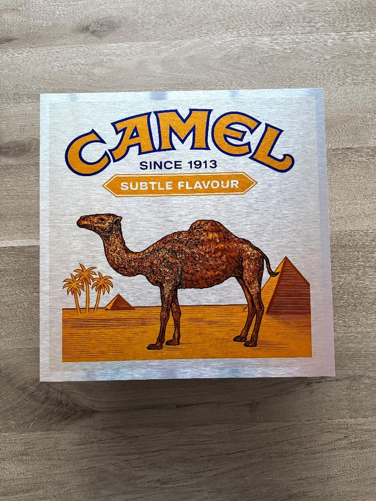 Reclamebord Camel sigaretten, aluminium, 40x40 cm, Ophalen of Verzenden, Nieuw, Reclamebord