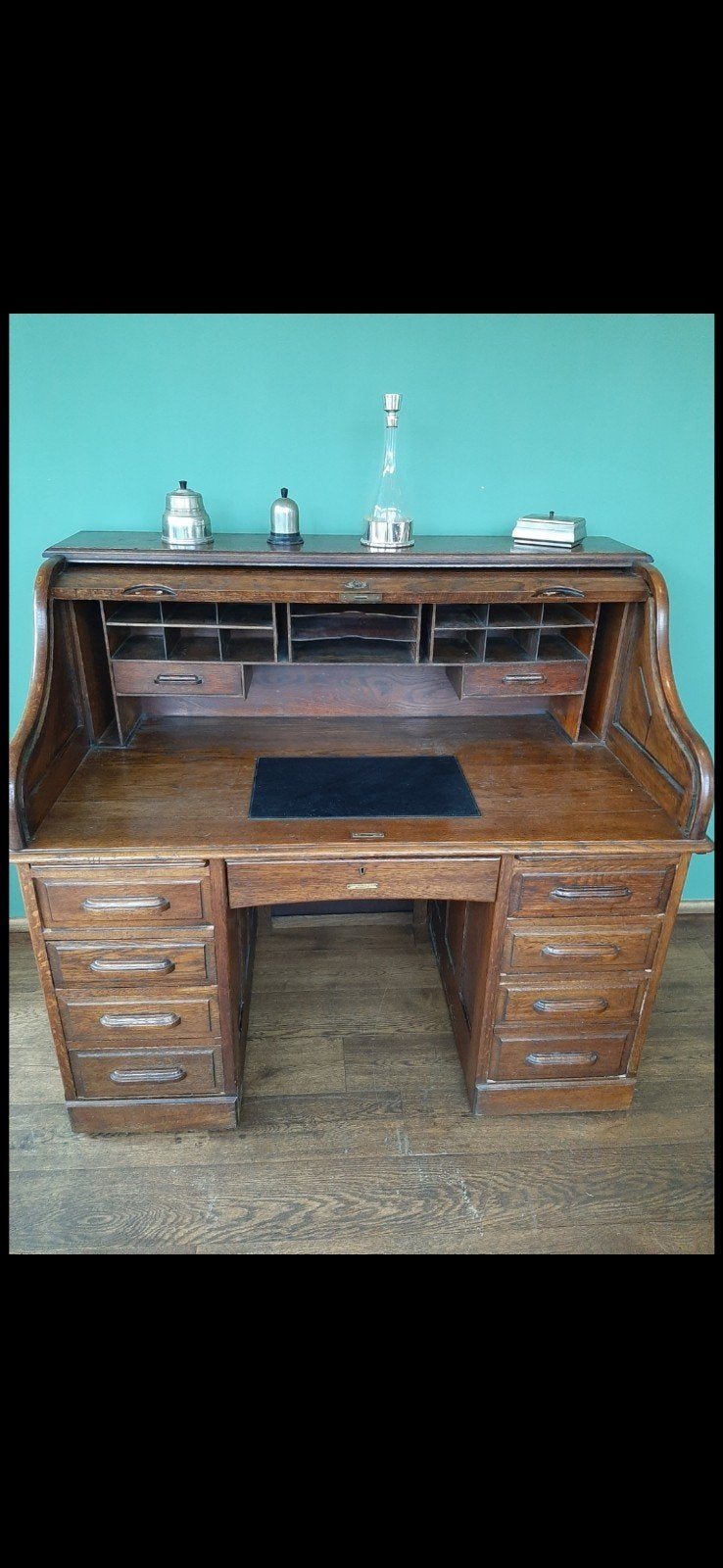 Antiek oud eiken rolbureau, Ophalen of Verzenden, Gebruikt