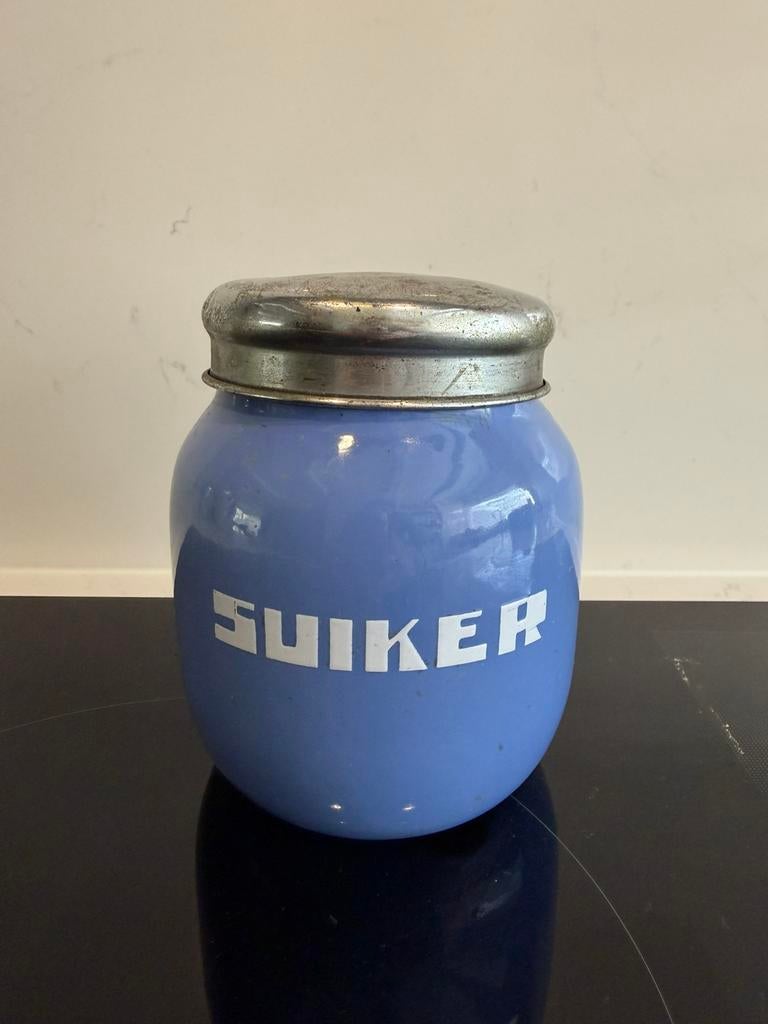Lavendel emaille suikerbus, Antiek en Kunst, Antiek | Emaille, Ophalen of Verzenden