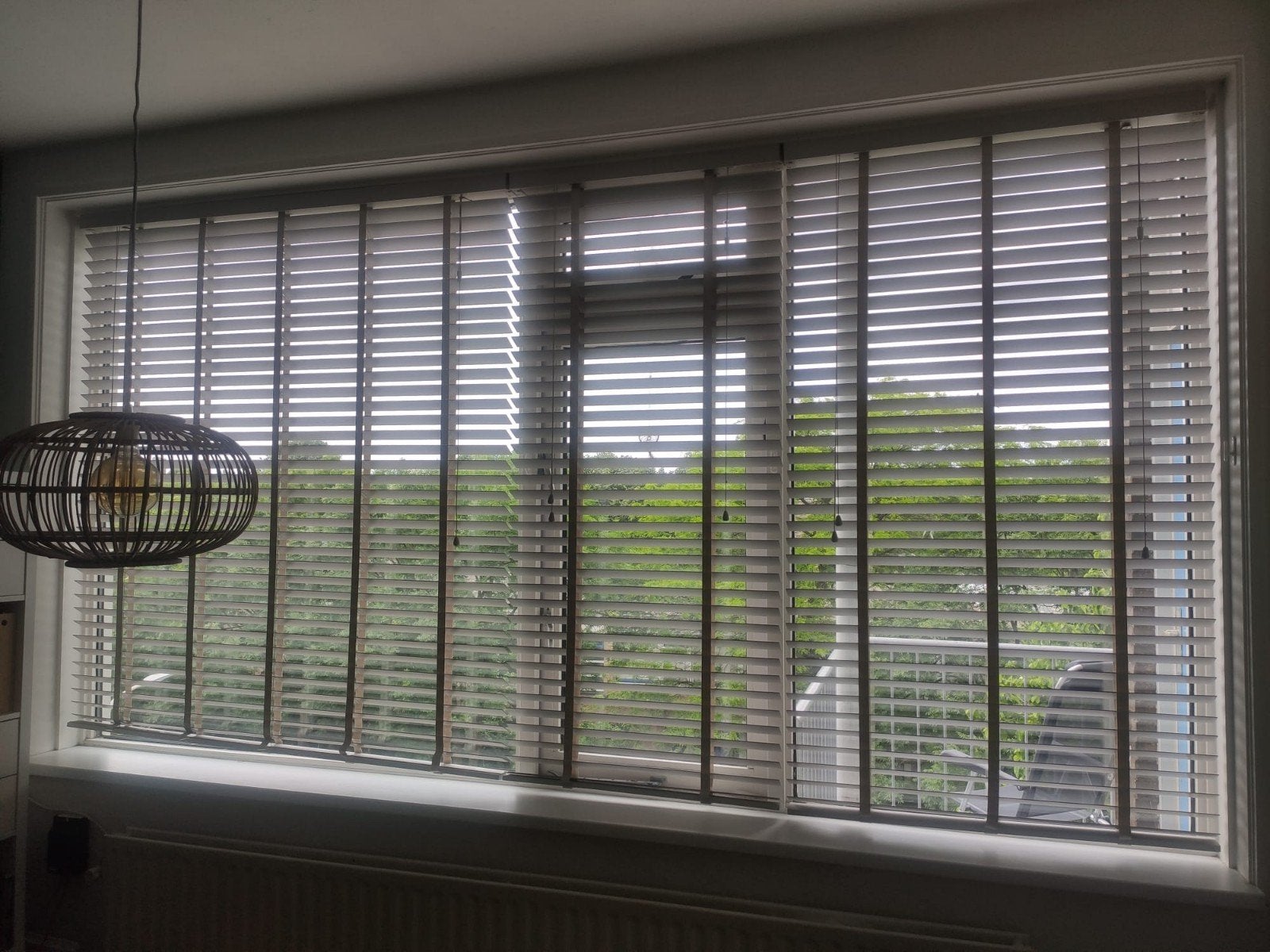 Leen Bakker houten jaloezieën taupe 160,80,100cm (bezorgd), Jaloezie, Overige merken, 180 cm, Grijs