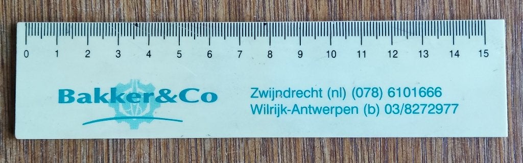Liniaal Bakker & Co. 0 t/m 15 cm., Ophalen of Verzenden, Gebruikt, Overige typen
