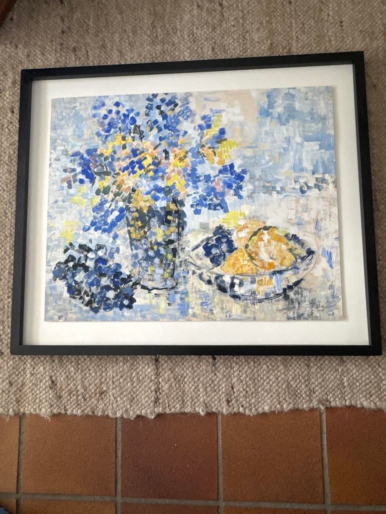 Schilderij: Bloemenvaas en fruitschaal, impressionistisch, Antiek en Kunst, Ophalen of Verzenden