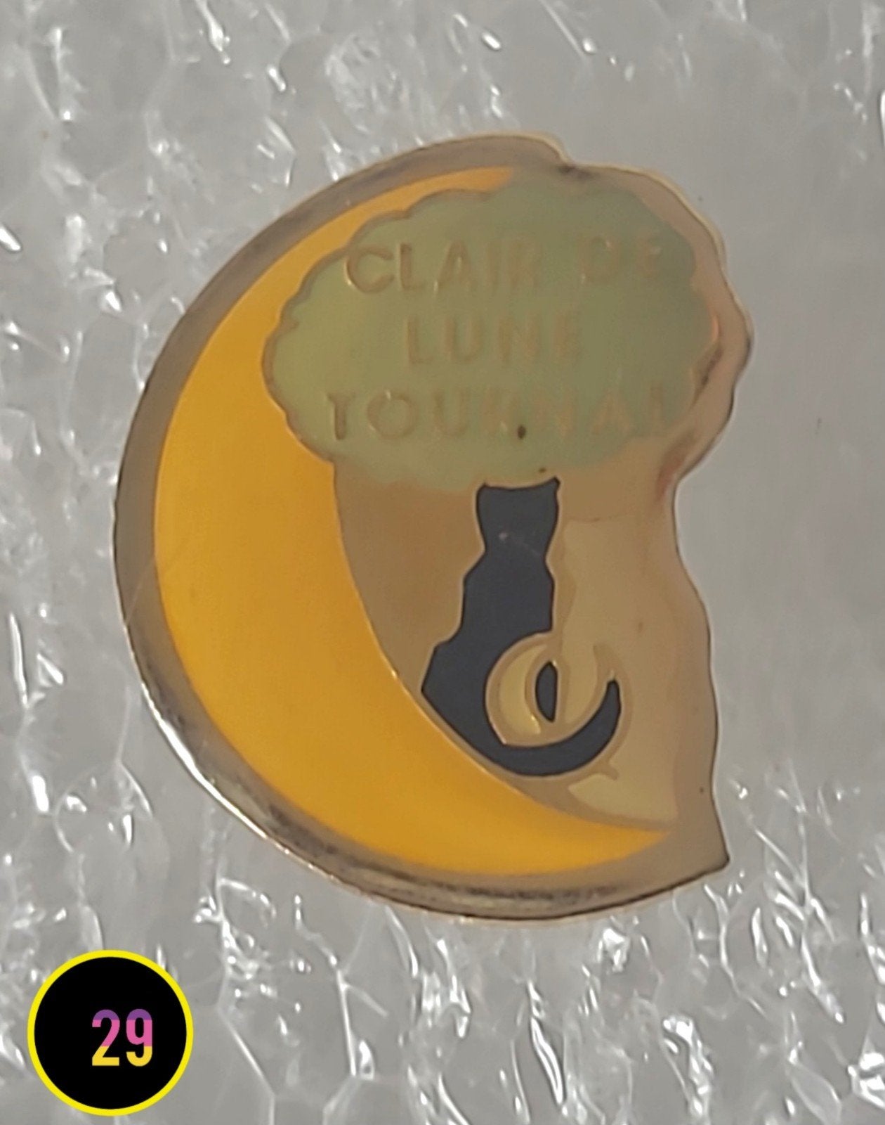 Vintage Pin 'Clair de Lune Tournai' met kat en maan, Verzenden