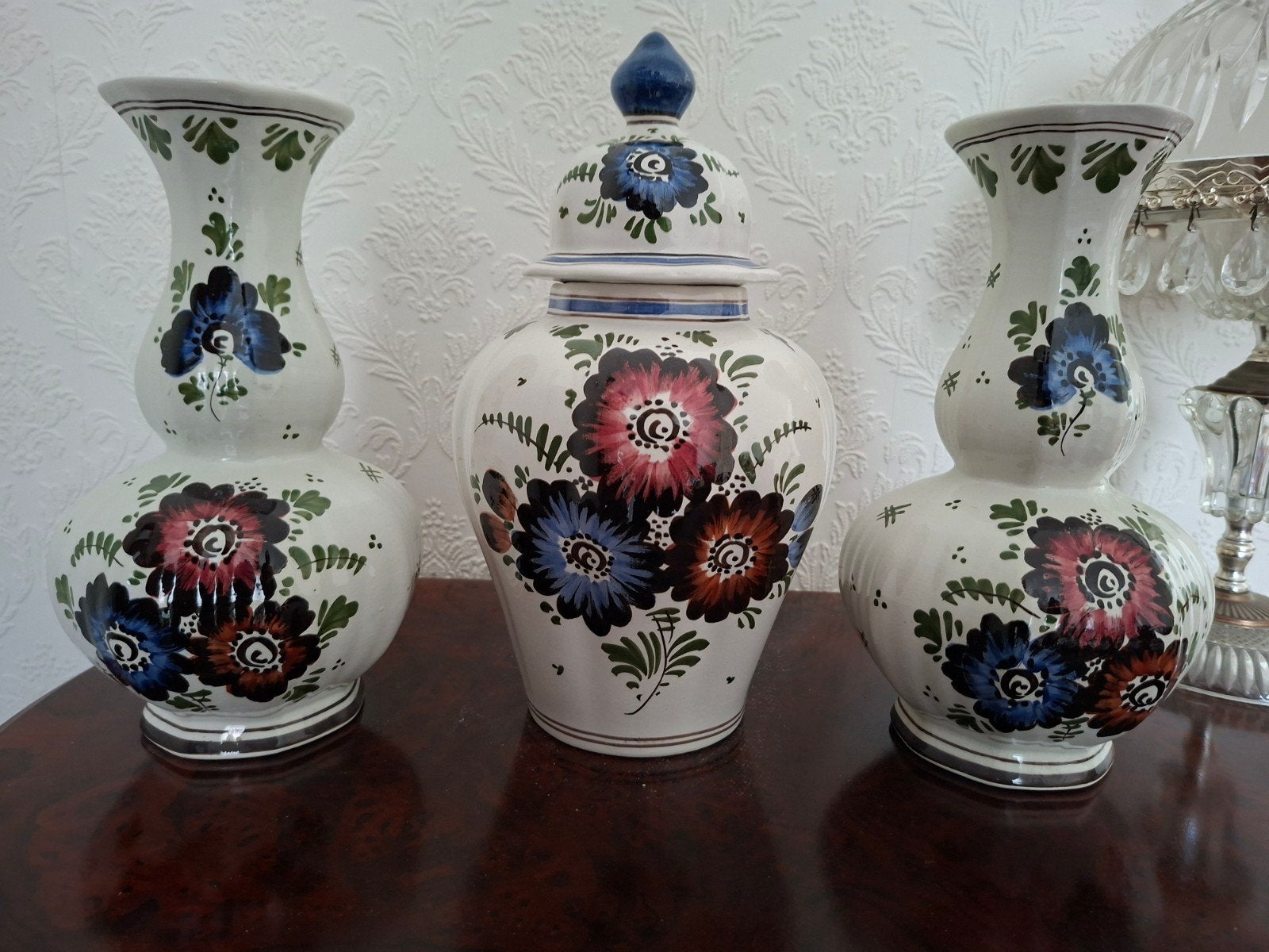 Set van 3 Delfts Holland Handbeschilderde Vazen, Ophalen
