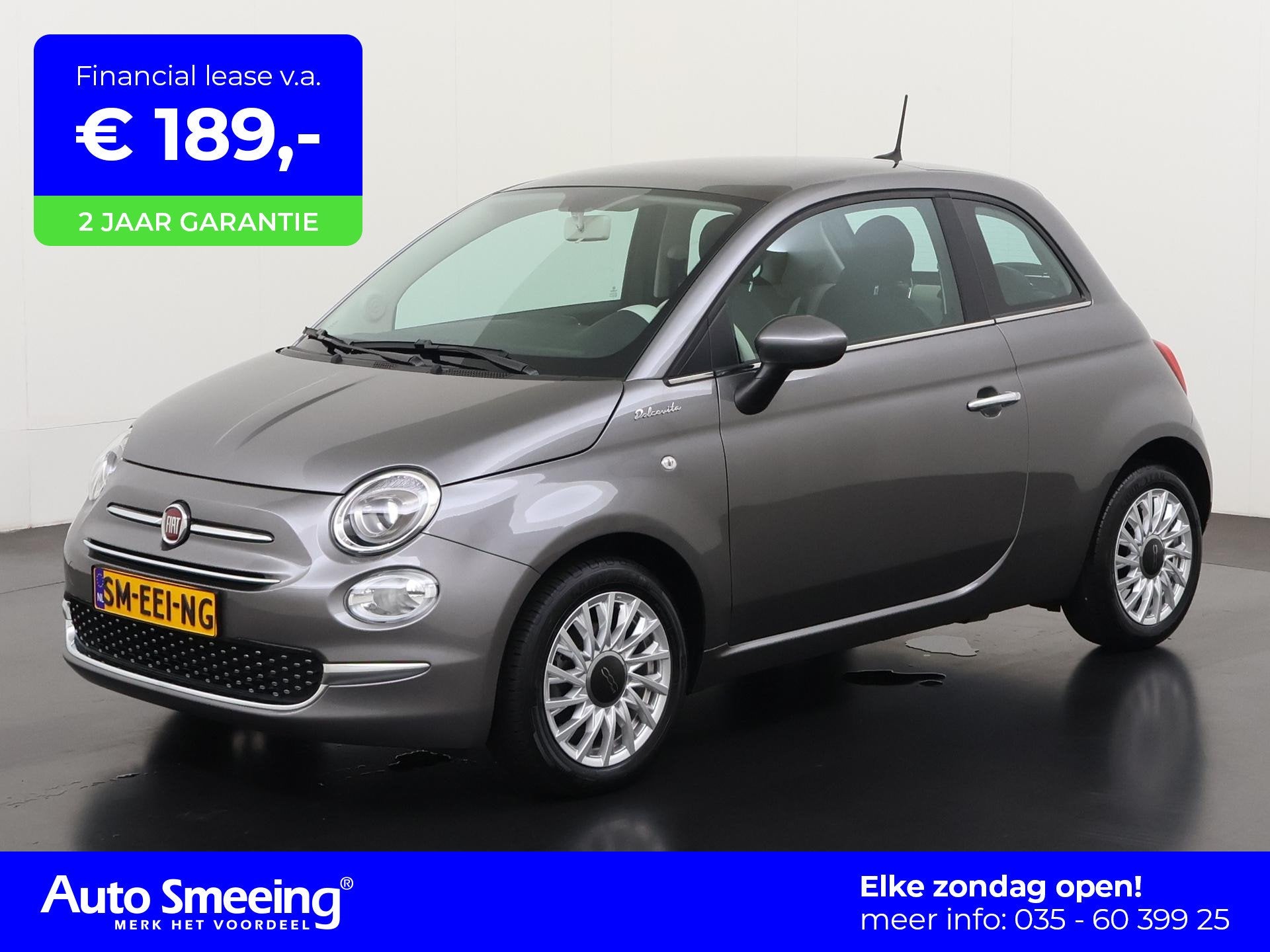 Fiat 500 1.0 Hybrid Dolcevita | Panoramadak | Zondag Open!, Voorwielaandrijving, Stof, Gebruikt, Euro 6