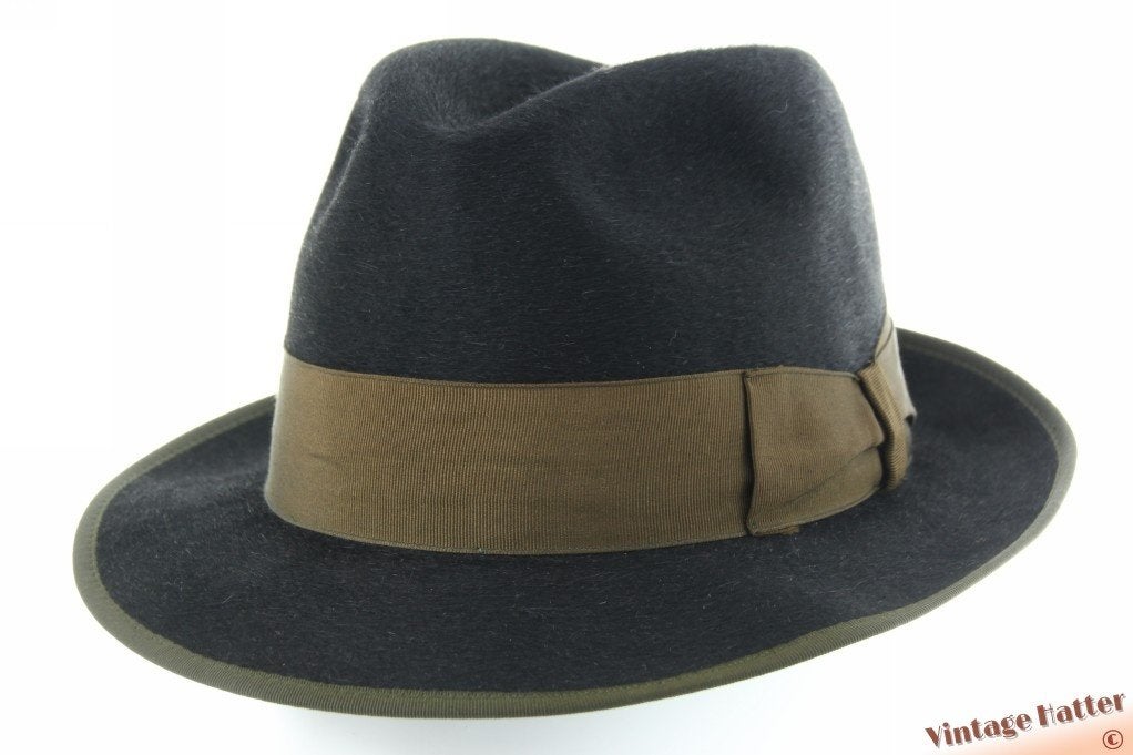 vintage Gleufhoed Borsalino zwart lichtgewicht haarvilt 56, Kleding | Heren, Hoeden en Petten, Borsalino, Hoed, Ophalen of Verzenden