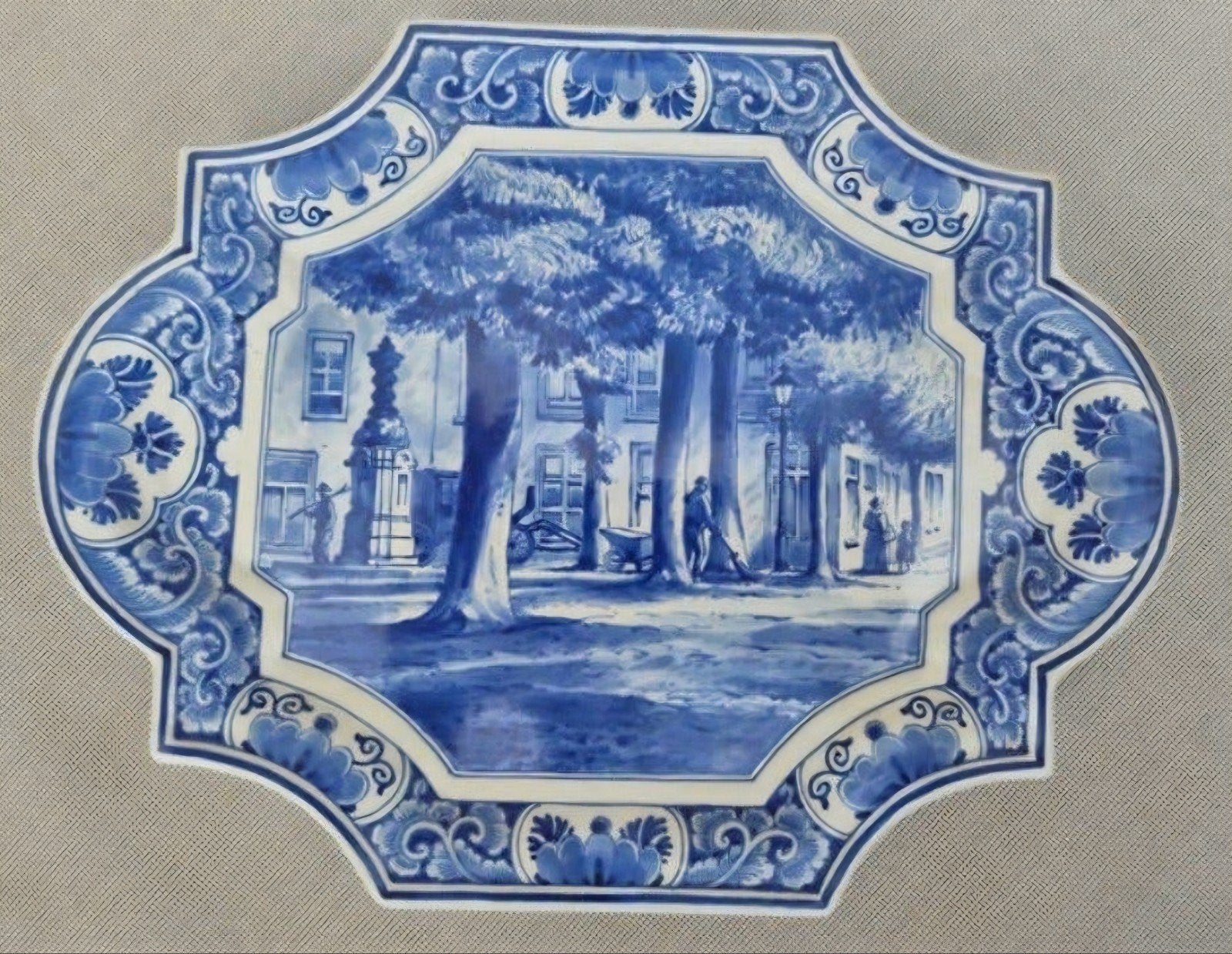 Delfts Blauw wandbord 'Plein-Wassenaar' De Porceleyne Fles, Ophalen