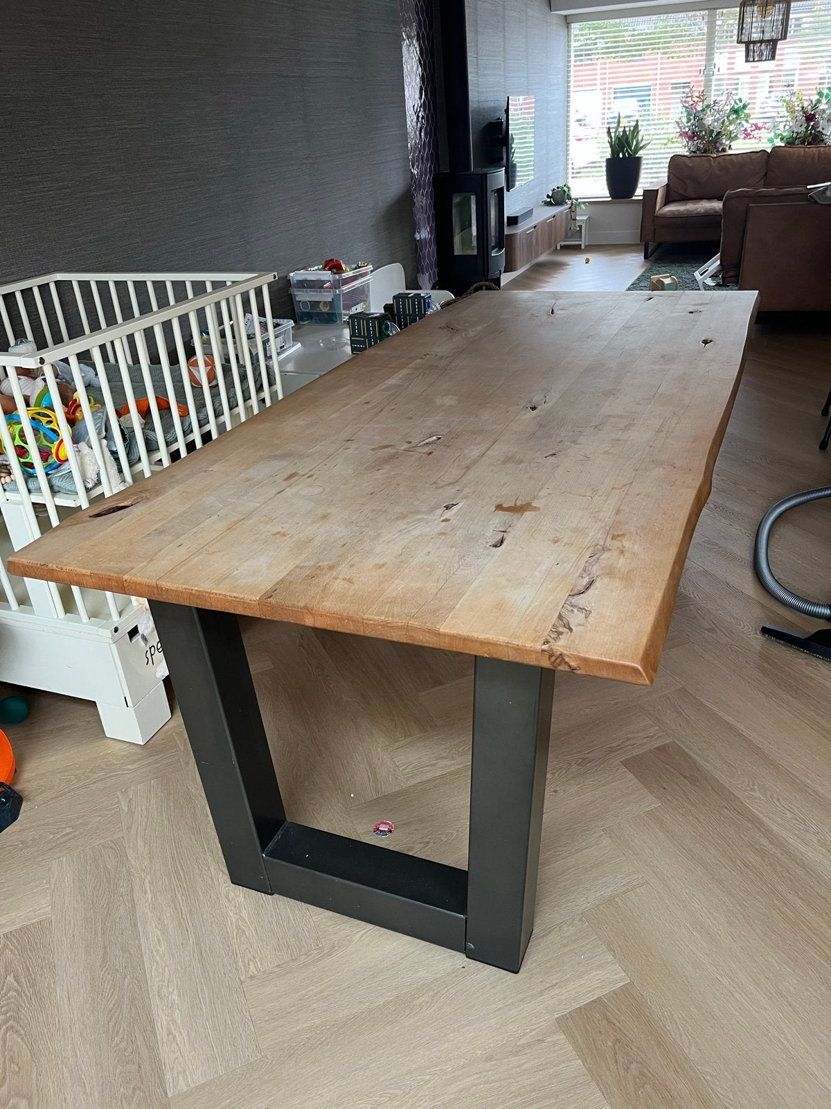 Boomstamtafel 220x100 cm, Ophalen, Gebruikt, 100 tot 150 cm, 200 cm of meer