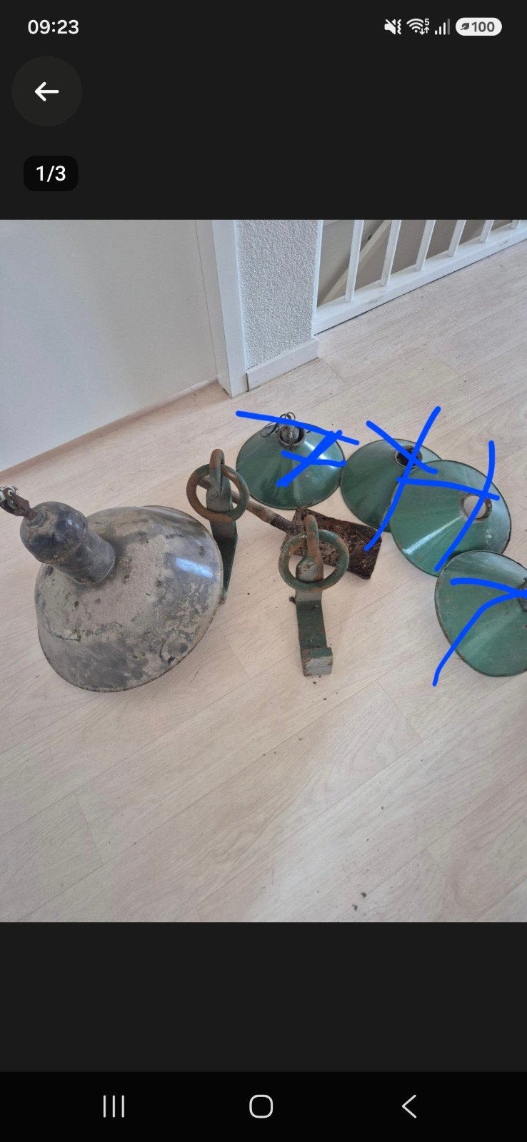 Vintage Groene Emaille Lampenkappen en Diverse Items, Ophalen of Verzenden
