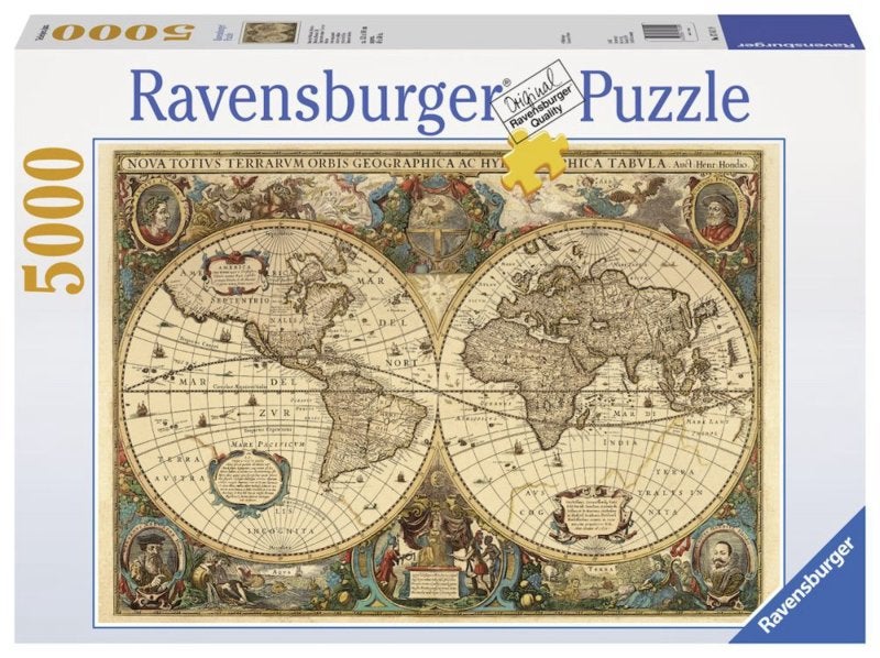 Ravensburger - Antieke Wereldkaart - 5000 stukjes, Hobby en Vrije tijd, Ophalen of Verzenden, Meer dan 1500 stukjes, Nieuw, Legpuzzel