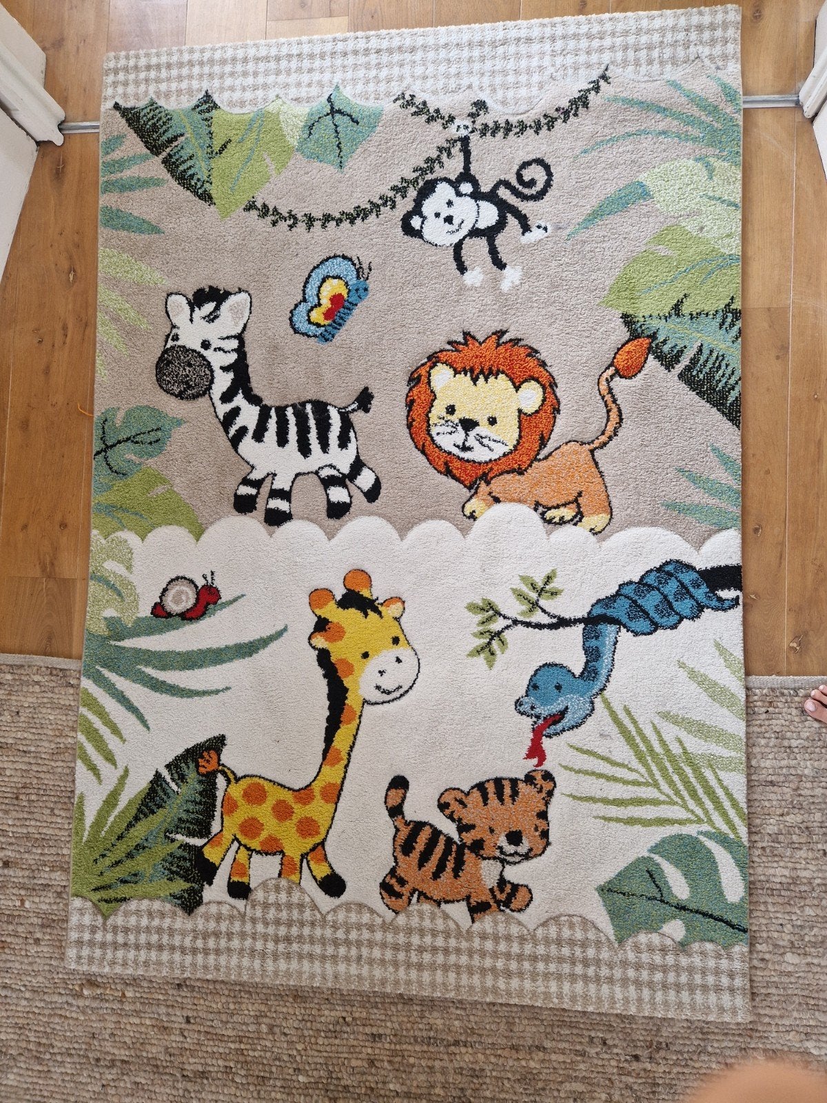 Vrolijk Kinderkleed met Jungle Dieren, Gebruikt, 100 tot 150 cm, Kinderkamer, Jungle, Dieren, Speels, Ophalen of Verzenden