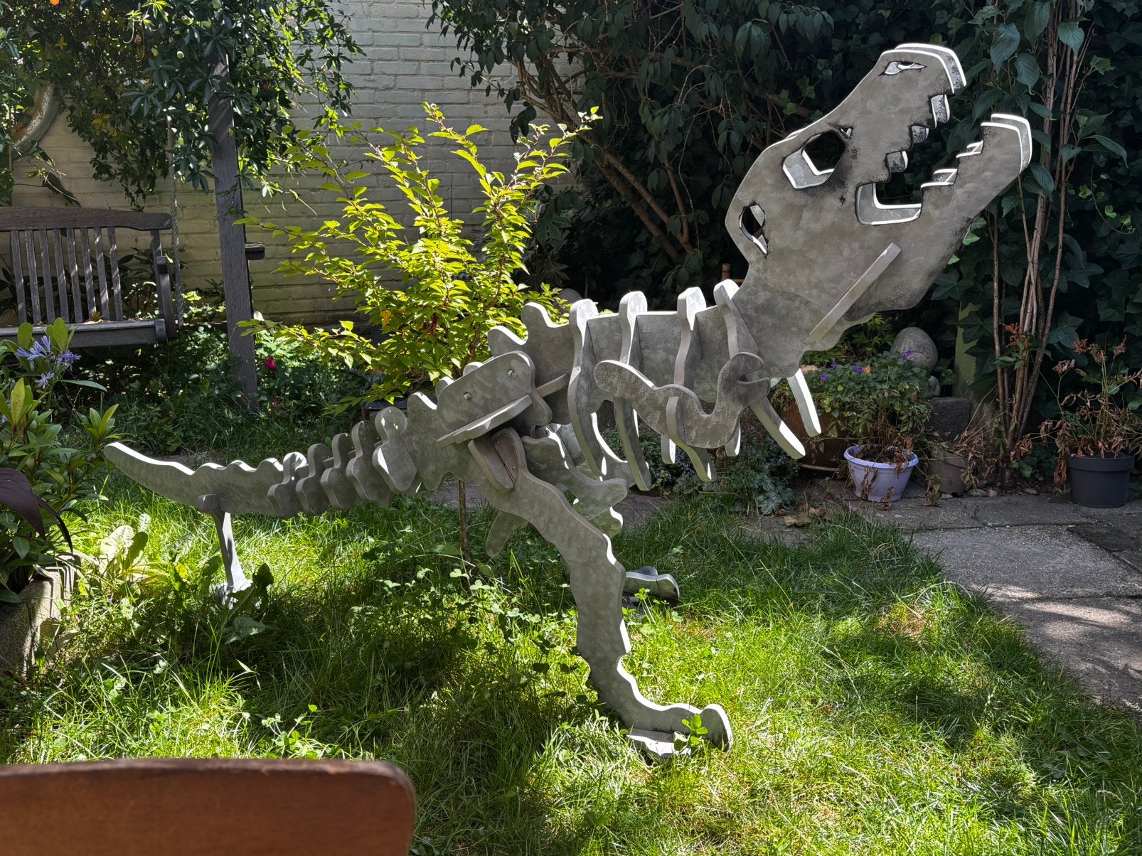 XXL T-Rex skelet 208 cm lang, uniek MDF dinosaurus decoratie, Ophalen, Hout, Overige stijlen, Nieuw