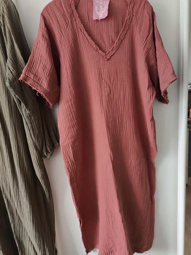 Sea me happy bamboo dress bruin donker terra de Ibiza, Kleding | Dames, Jurken, Gedragen, Maat 42/44 (L), Bruin, Onder de knie