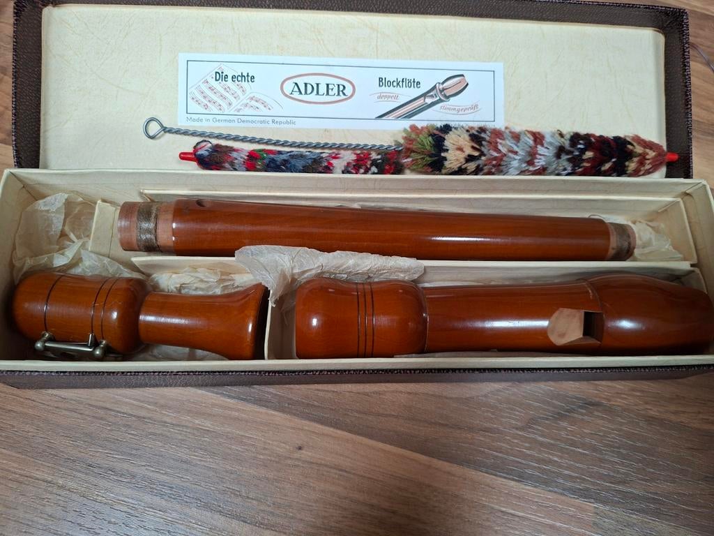 Adler Blokfluit - Vintage Houten Blokfluit met Koffer, Muziek en Instrumenten, Blaasinstrumenten | Blokfluiten, Ophalen of Verzenden