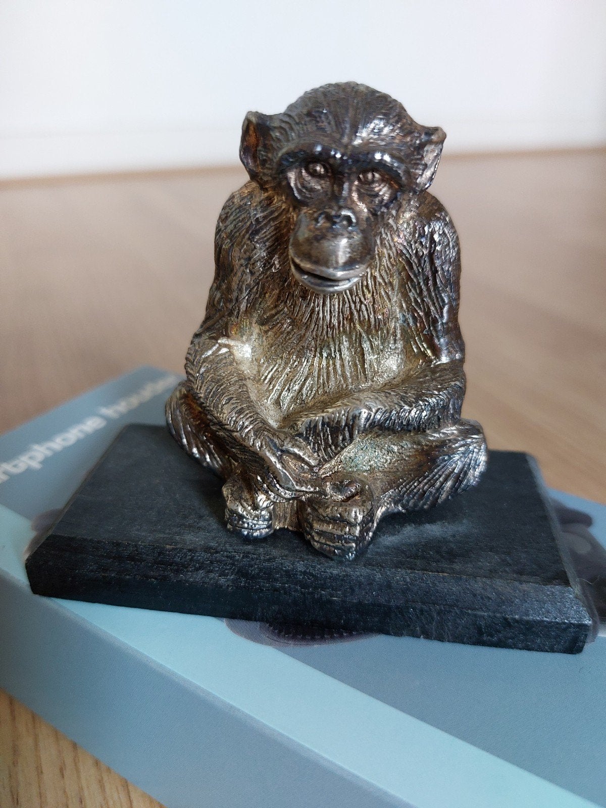 Verzilverd WNF Miniatuurbeeldje - Chimpansee, Verzenden, Gebruikt, Wild dier, Beeldje of Figuurtje