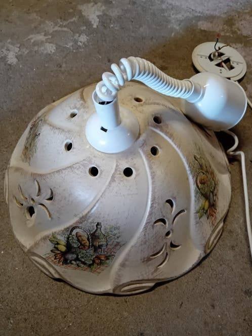 1 hanglamp lamp porselein kap, Ophalen of Verzenden, Gebruikt, Metaal, Hanglamp