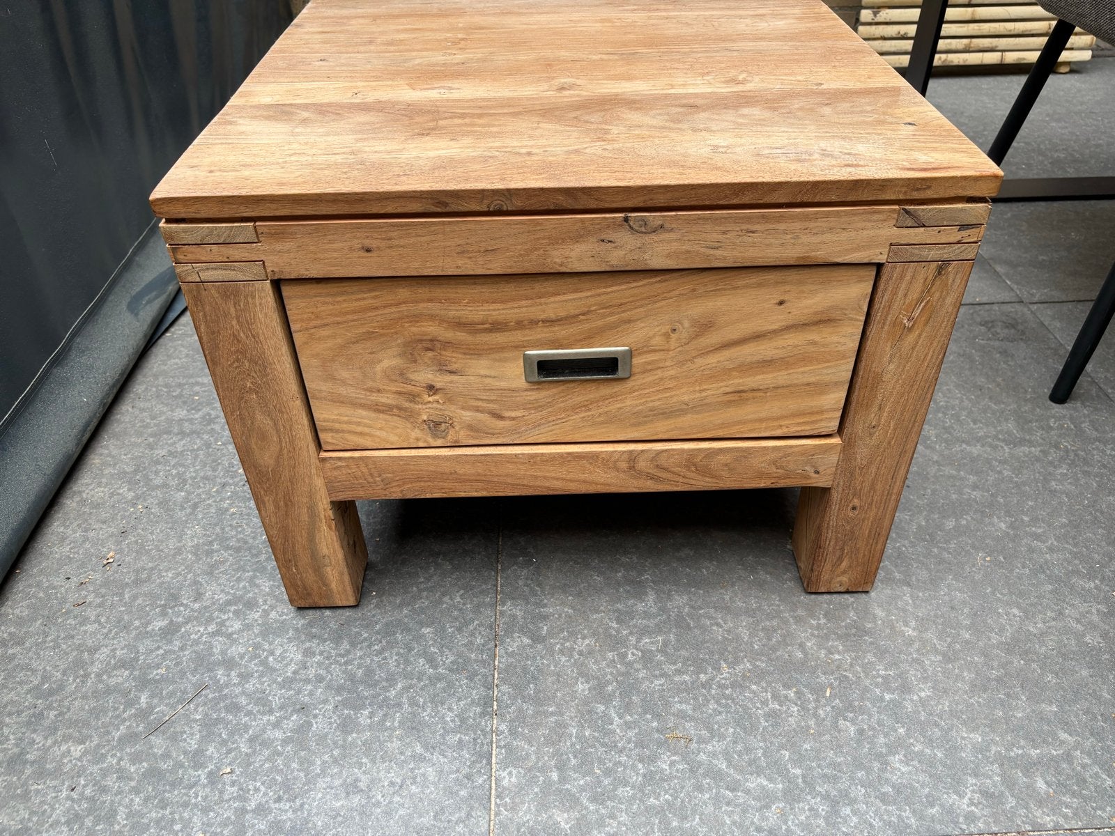 2 Teak houten bijzettafels Henders en Hazel, Ophalen, Minder dan 45 cm, Minder dan 55 cm, Gebruikt