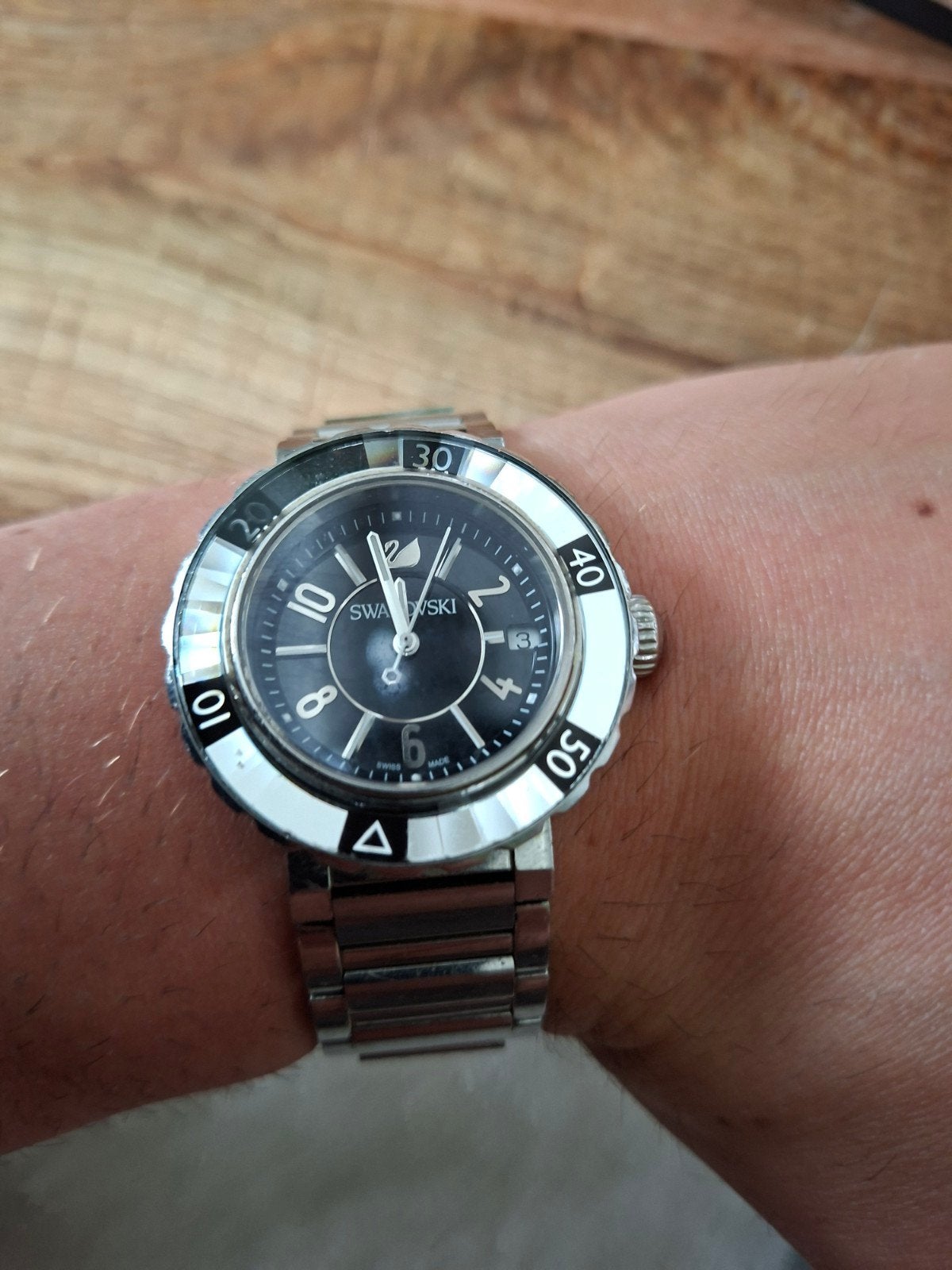 Swarovski Polshorloge met Strass en Stalen Band, Ophalen of Verzenden