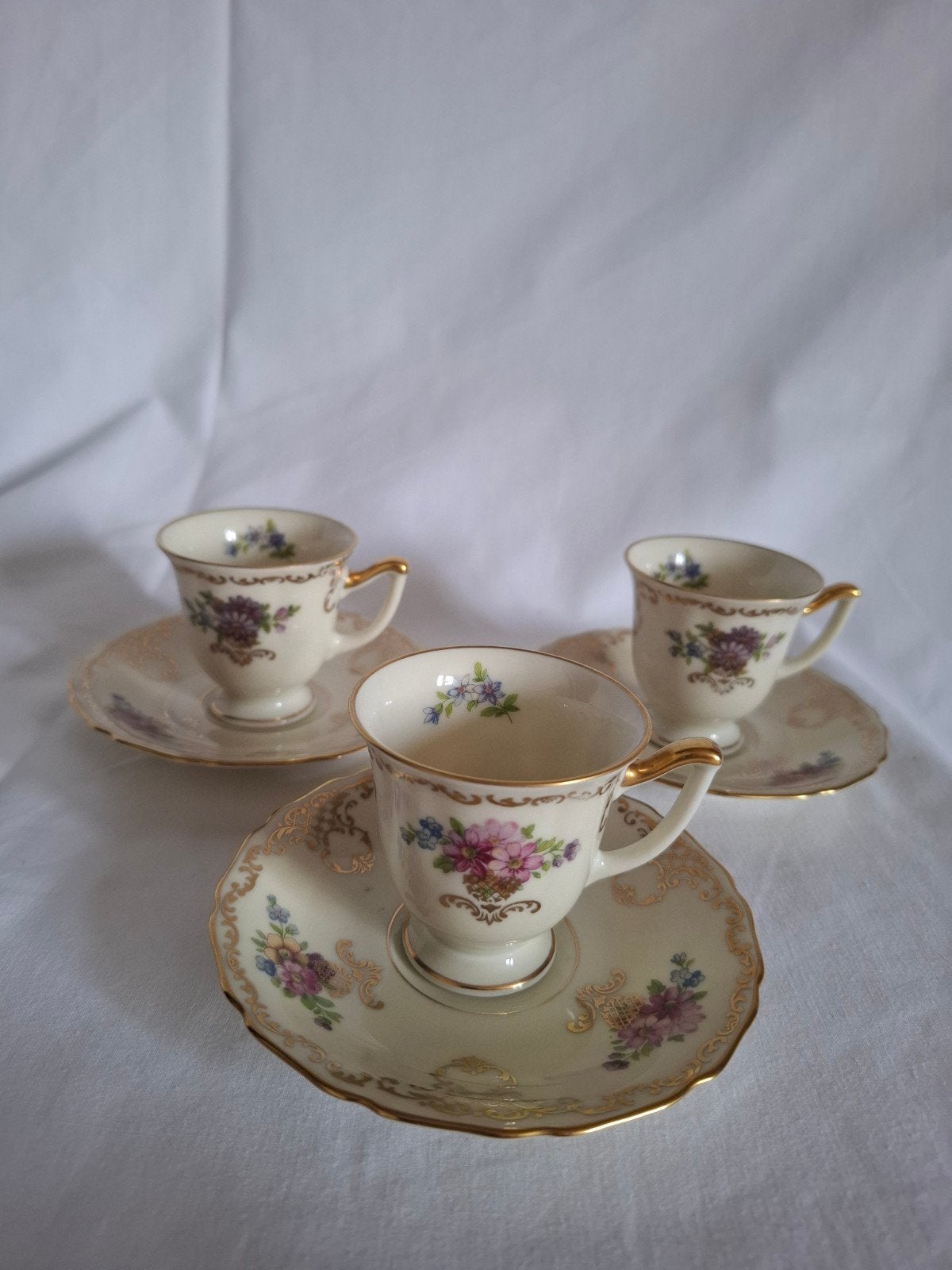 3 vintage Thomas Bavaria mokkakopje/schotel Duits Porselein, Ophalen of Verzenden