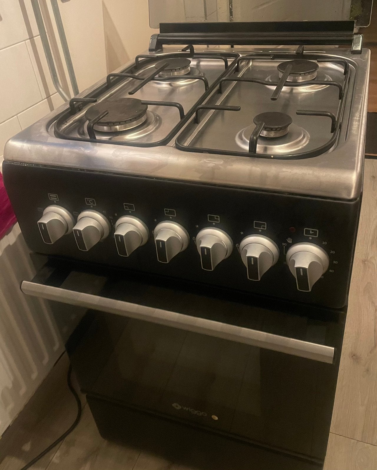 Wiggo gas Fornuis, Ophalen, 4 kookzones, Gas, 85 tot 90 cm