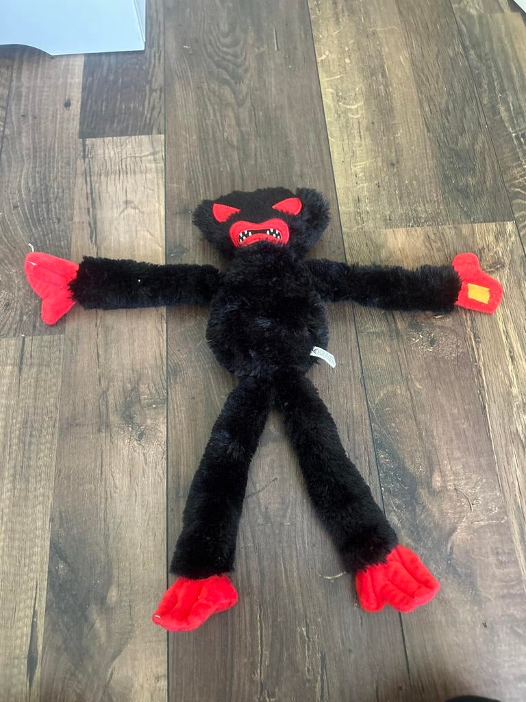 Zwarte knuffel met rode accenten - Uniek design, Overige merken, Overige karakters, Overige typen, Zwart