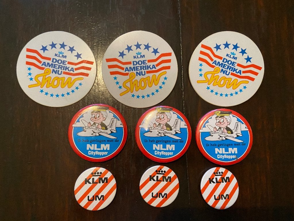 KLM buttons jaren70 3 verschillende., Ophalen of Verzenden, Gebruikt, Patch, Badge of Embleem