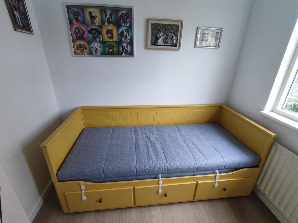 HEMNES Day-bed frame with 3 drawers, Ophalen, Overige kleuren, Tweepersoons, Zo goed als nieuw