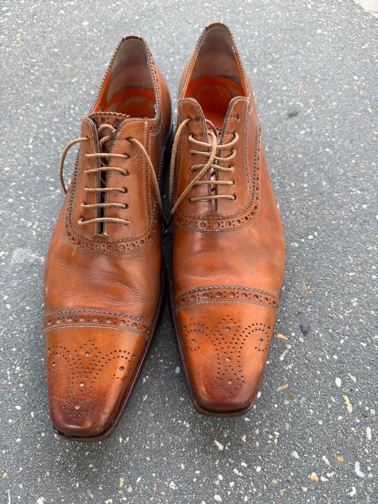 Bruine nette veterschoenen met brogue details van Santoni, Bruin, Ophalen of Verzenden, Santoni, Gedragen