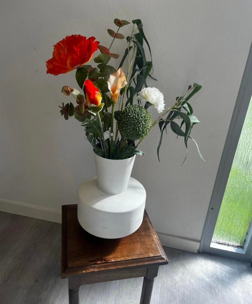 Papaver kunstbloemen boeket rood oranje nieuw, Ophalen of Verzenden, Zo goed als nieuw