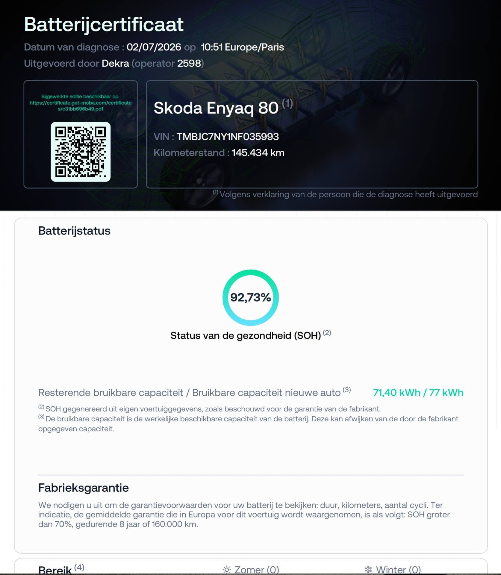 Skoda Enyaq iV 80 SOH 92,73% PANODAK LEDER NAVI DIGI-DASH AP, Auto's, Dealer onderhouden, Achterwielaandrijving, Gebruikt, Leder en Stof