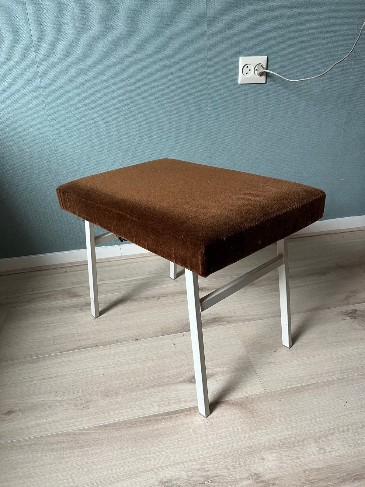 Vintage Opklapbare Kruk/Trapje - Bruin/Wit, Ophalen, Gebruikt