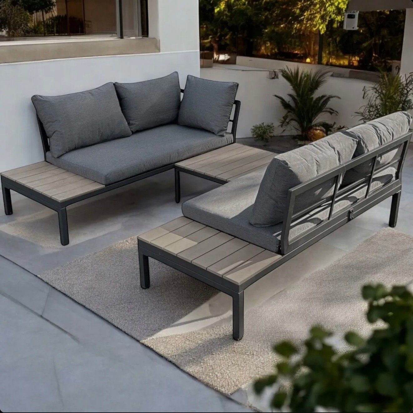 Ibiza aluminium loungeset, 5 zitplaatsen, Ophalen of Verzenden, Loungeset, Bank