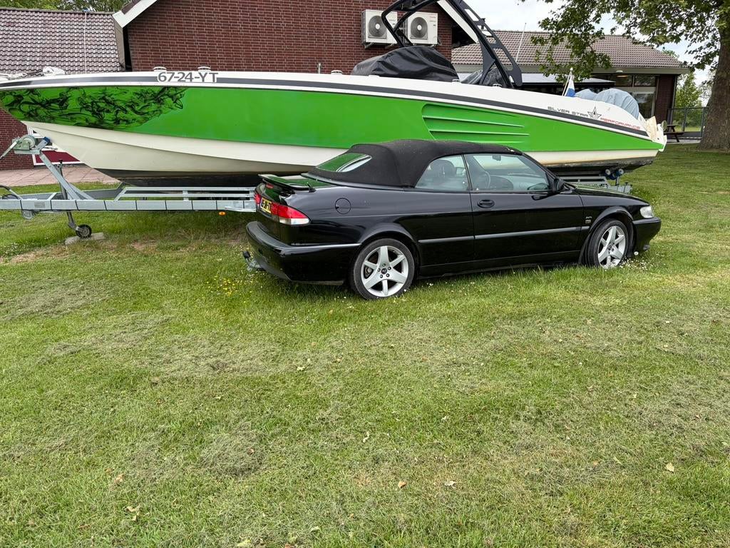 Saab 9-3 2.0 Turbo Aero Cabrio AUT 2002 Zwart (DEFECT), Auto's, Saab, 4 cilinders, Cabriolet, Zwart, Particulier