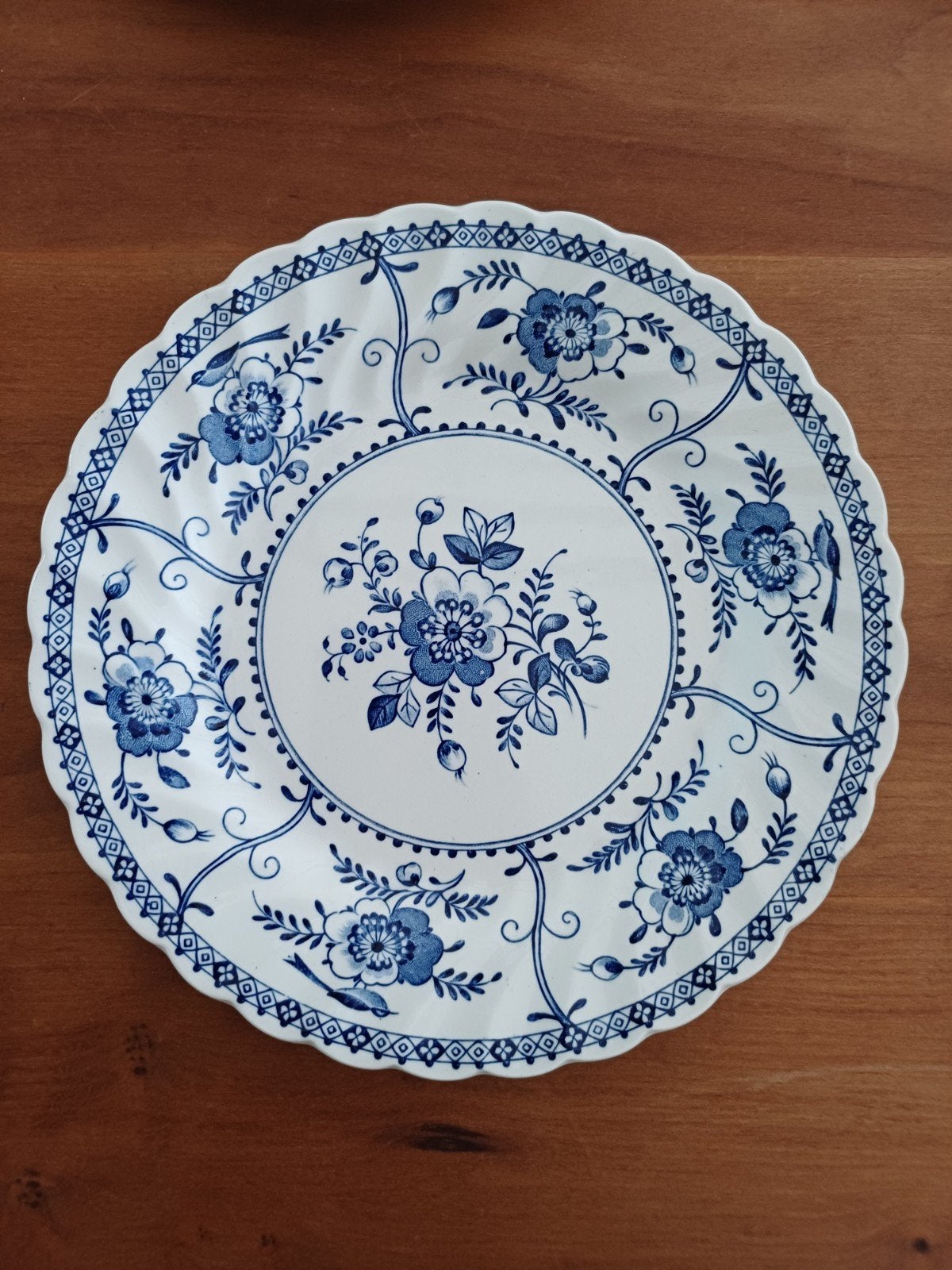12 Johnson Bros "Indies" gebaksbordjes-Blauw en wit servies, Ophalen