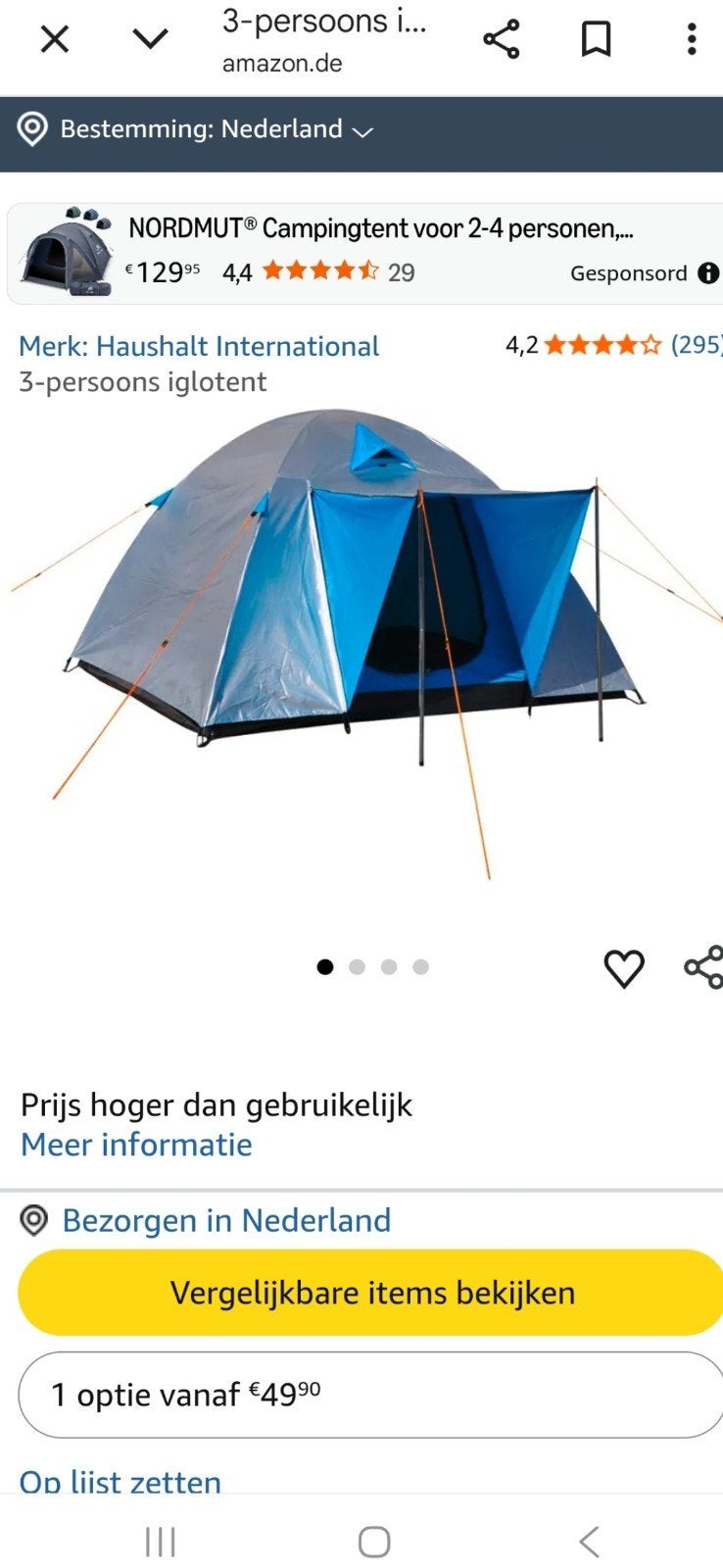 Tent 3 persoons Dakota Iglu-Dome tent nieuw in draagtas, Caravans en Kamperen, Ophalen of Verzenden, Nieuw, Tot en met 4