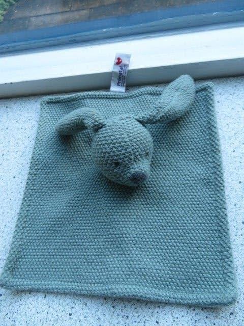 Knuffeldoek konijn of konijntje merk Prénatal groen gehaakt, Groen, Prénatal, Konijn, Ophalen of Verzenden