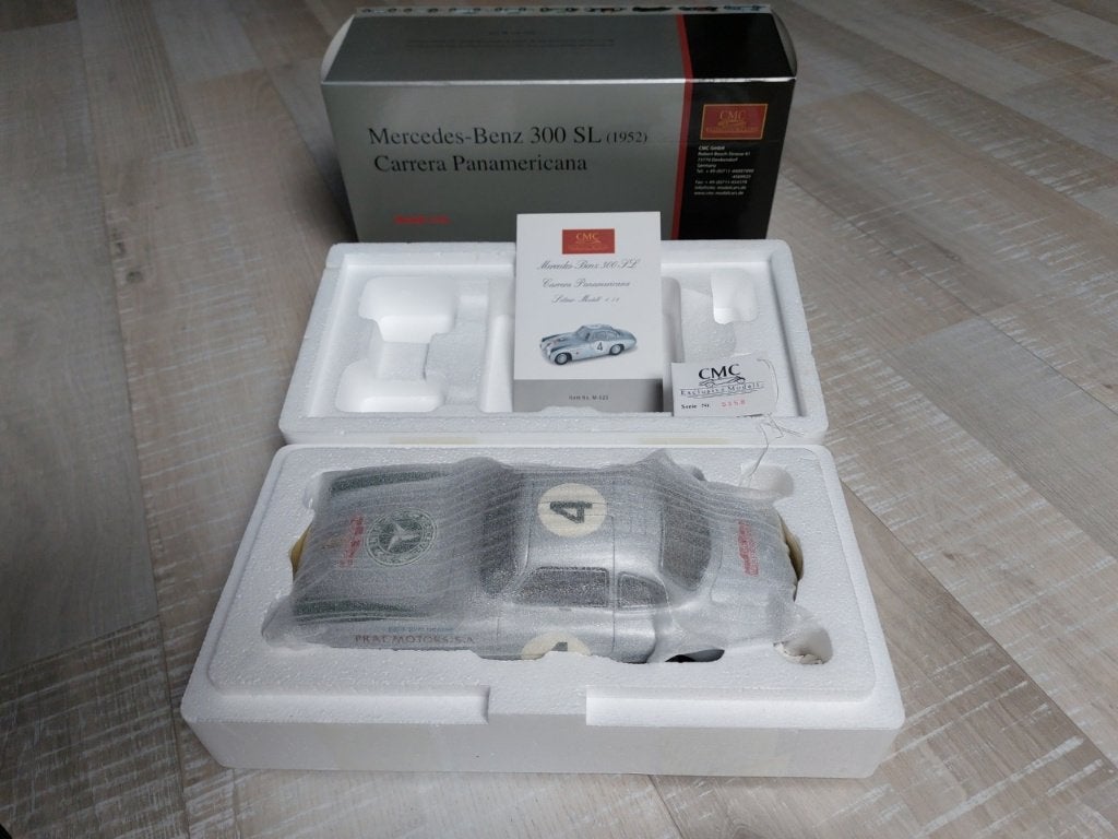 CMC 1:18 1952 Mercedes-Benz 300SL Carrera Panamericana #4 OV, Ophalen of Verzenden, Zo goed als nieuw, Auto, Overige merken