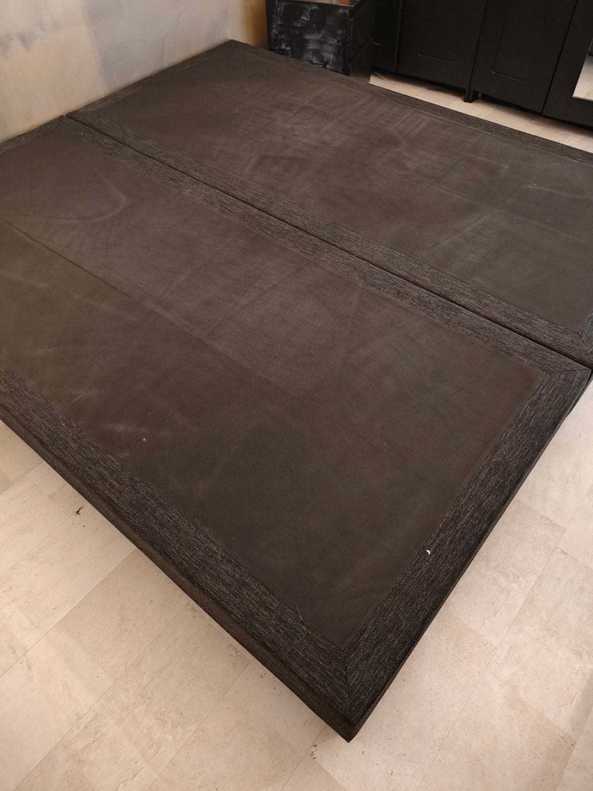 Tweepersoons boxspring onderstel - Donkergrijs, Ophalen, Gebruikt, Tweepersoons, 180 cm