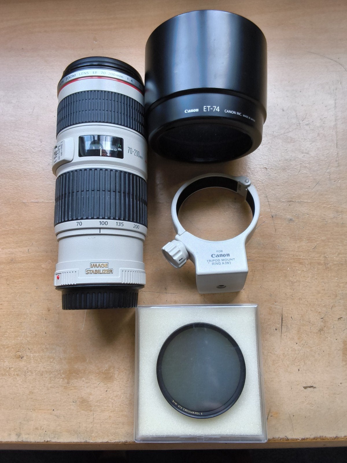 Canon EF 70-200mm f/4L IS USM lens met accessoires, Canon, Zo goed als nieuw, Canon EF, Statiefgondel