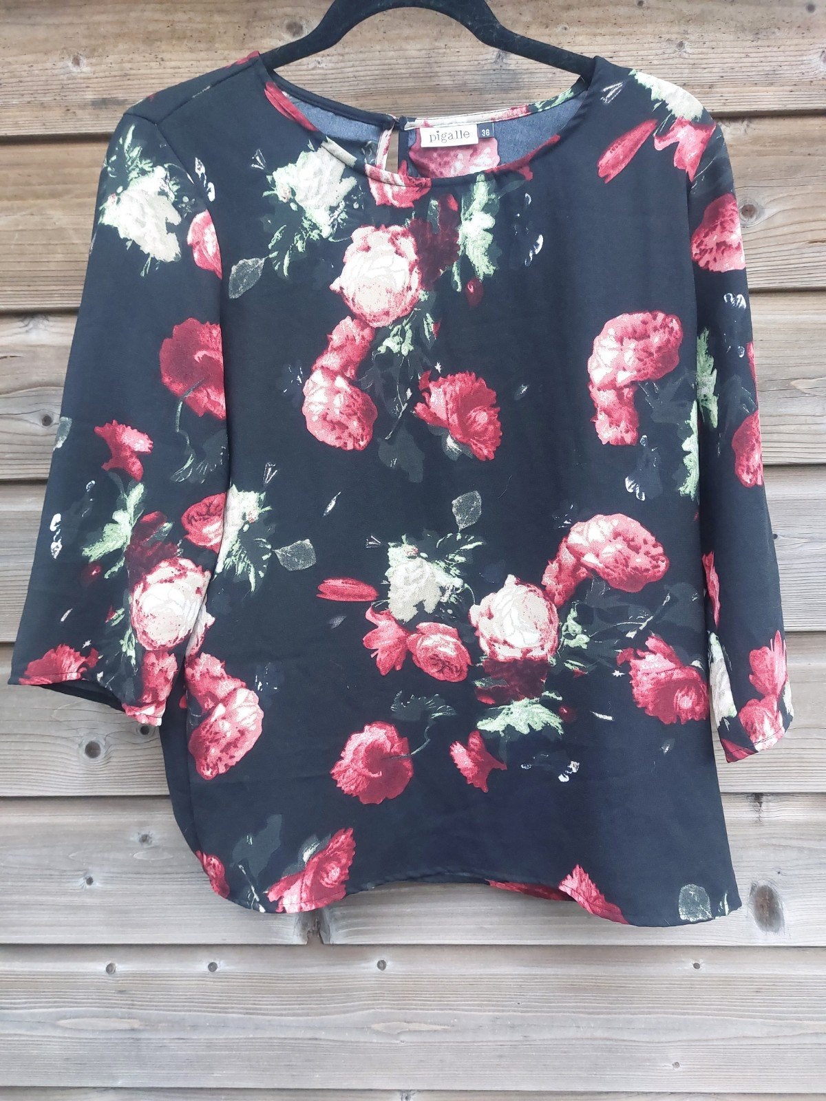 Bewerkt shirtje blouse tuniek maat 36/S Pigalle, Verzenden, Zo goed als nieuw, Maat 36 (S)