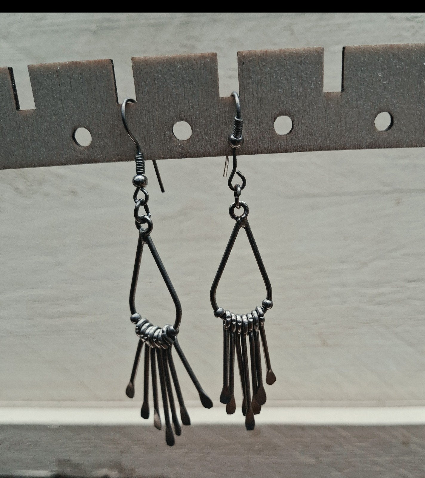 Stalen Boho Oorhangers met Franjes – Windchime Stijl (RVS), Ophalen of Verzenden, Zilver, Overige materialen, Hangers