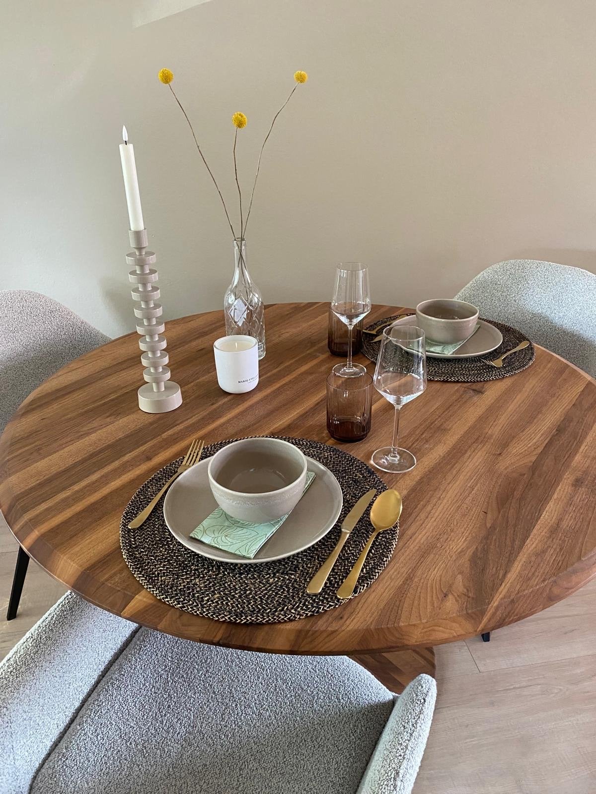 Sav & Økse Scandinavisch Ronde tafel Volante  120 Walnoot, Ophalen, Rond, Zo goed als nieuw, Vier personen